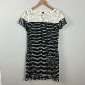 Karl Lagerfeld Black and White Polka Dot And Lace Dress Sz 6